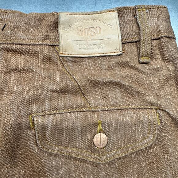 SoSo Custom Workwear Pants Brown Carpenter Utility Tool Pocket 34x33 Raw HEAVY - Picture 5 of 5